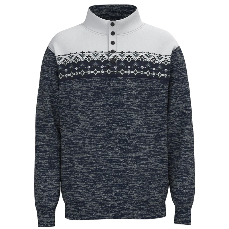 Mens Hooey Stevie Pullover Blue with Aztec
