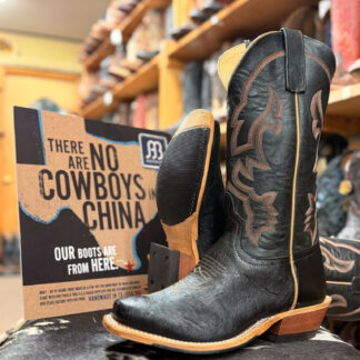 Anderson Bean Mens Black Smooth Ostrich Black Top Boots