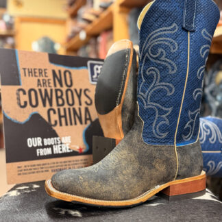 Anderson Bean Feral Sow Blue Chex Top Cowboy Boots  337405