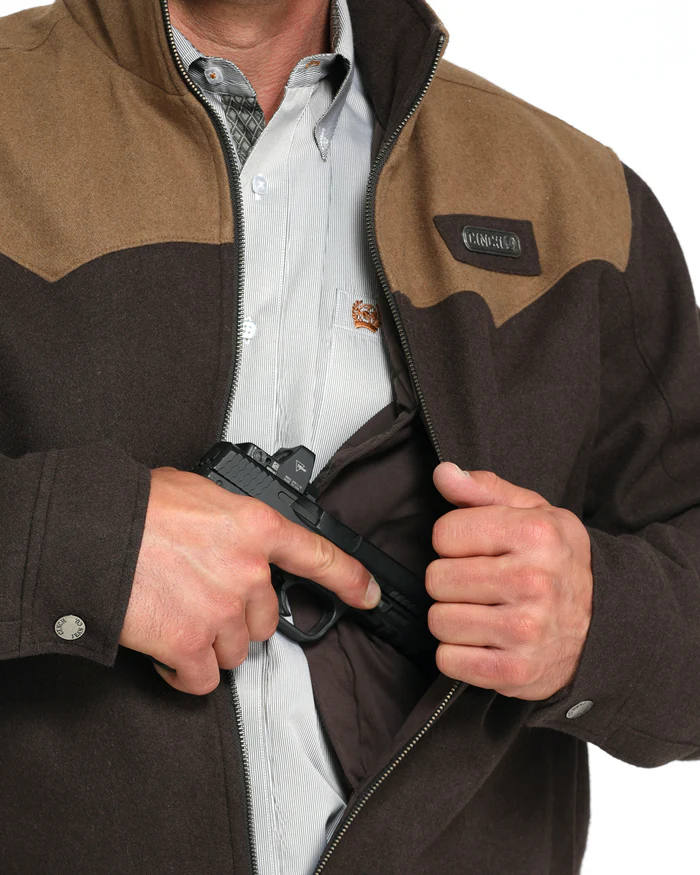 Men's Concealed Carry Brown Wooly Jacket - Image 2