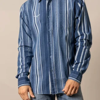 Men's Kimes Ranch Tombstone Stripe Shirt in Indigo