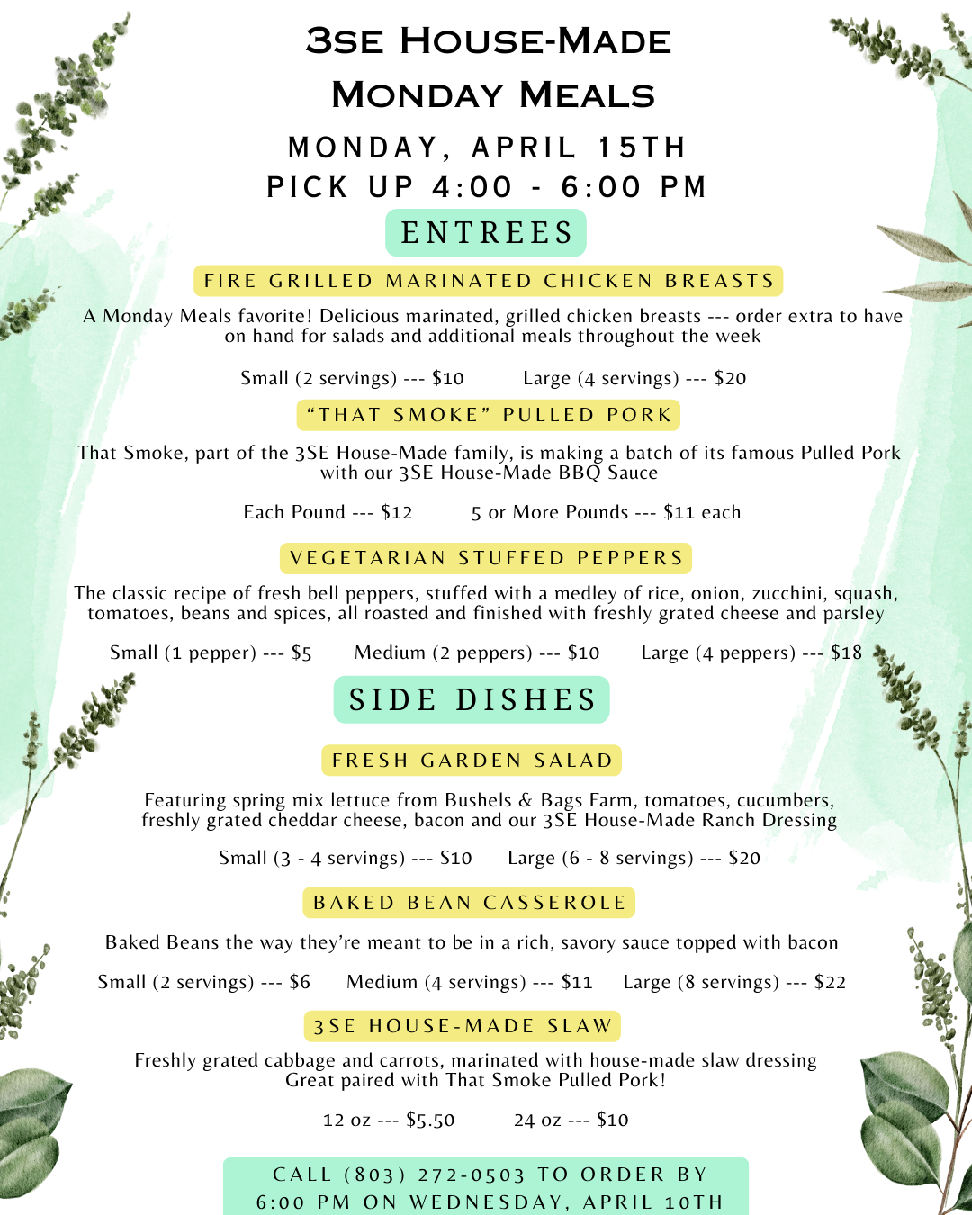Monday Meals - April 15 2024