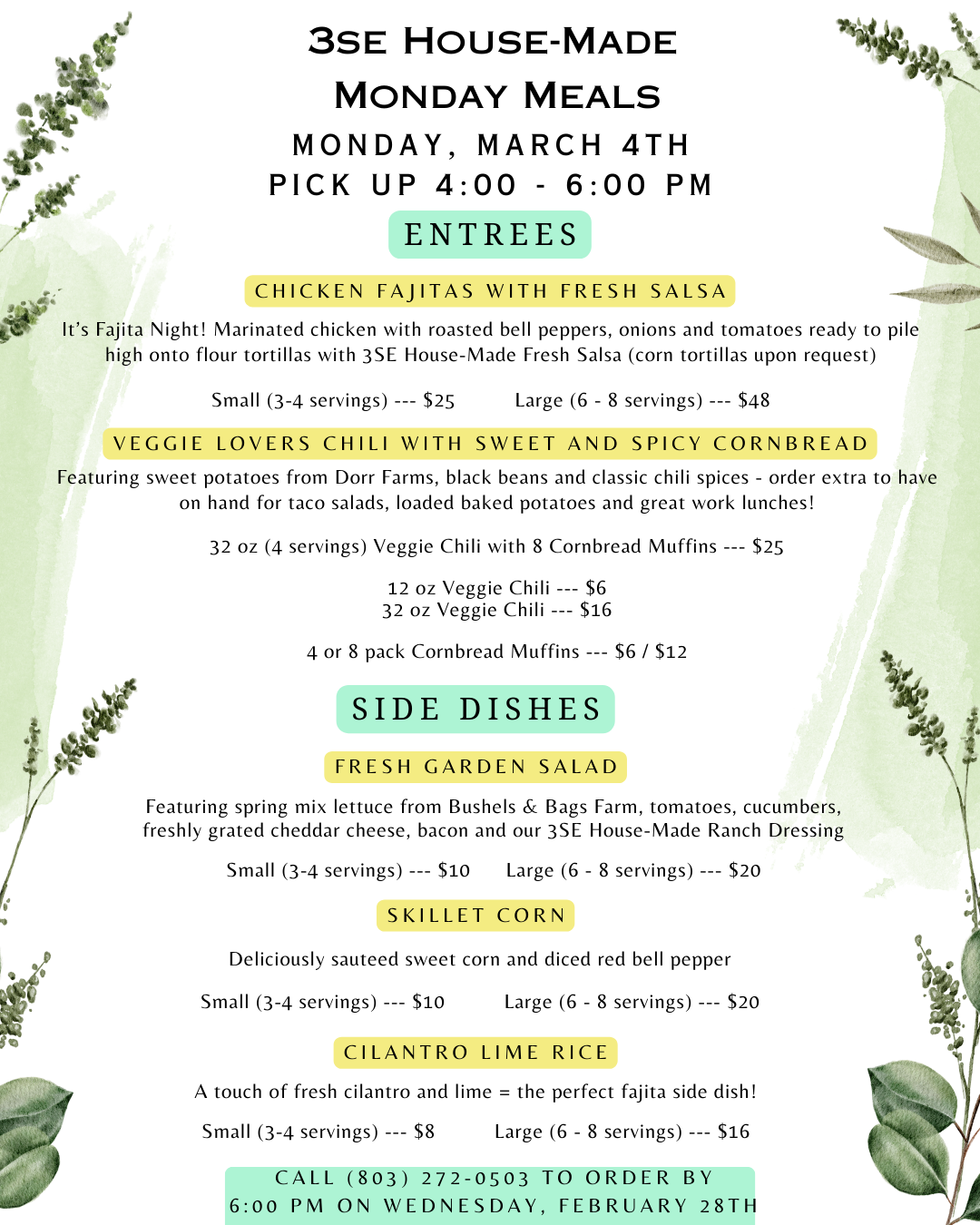 Monday Meals March 4 2024