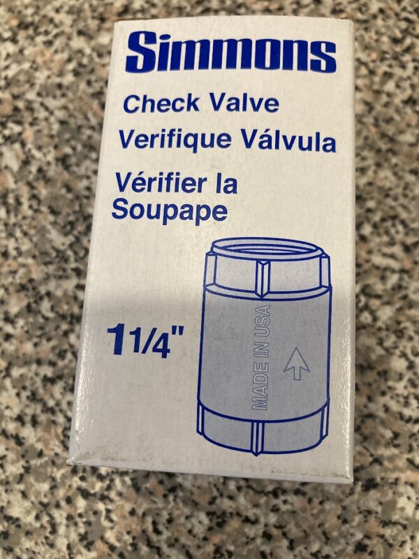 Simmons 1 1/4 Inch FIP X 1 1/4 Inch FIP Brass Check Valve-All Sales Final